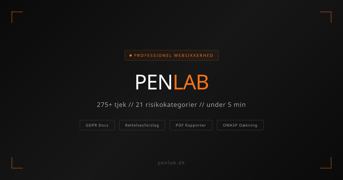 PenLab — Professionel sikkerhedsscanning til moderne webapps